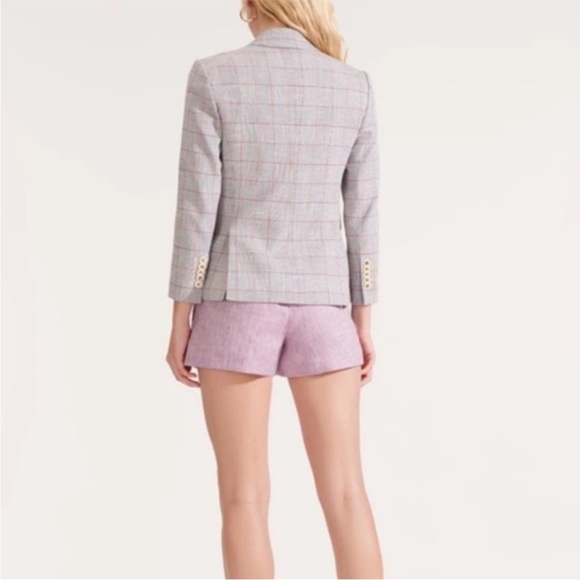 $698 Veronica Beard Schoolboy Dickey Jacket Blazer Plaid pearlized buttons sz 8 - Picture 5 of 15